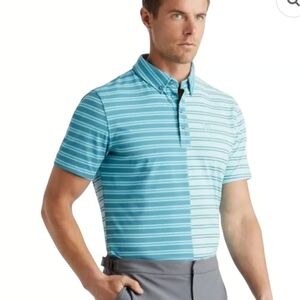 G/FORE G4 New Men's Split Stripe Golf Polo in Seaglass Size Large